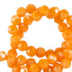 Faceted glass beads 4mm round Oriole orange-pearl shine coating
